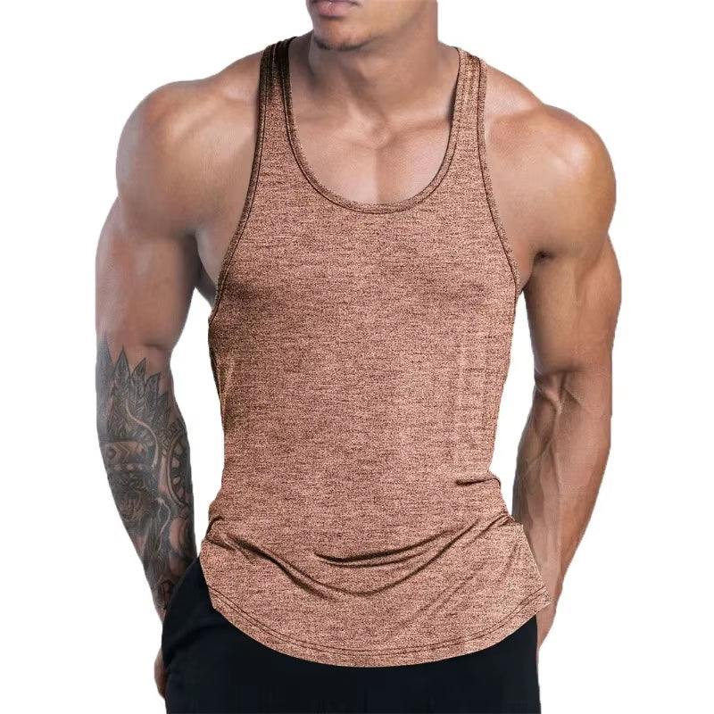 NEW Men'S Fitness Tank Top Summer Training Undershirt Men Basketball Quick-Dry Breathable Loose Tank Top Men Casual Sports Vest