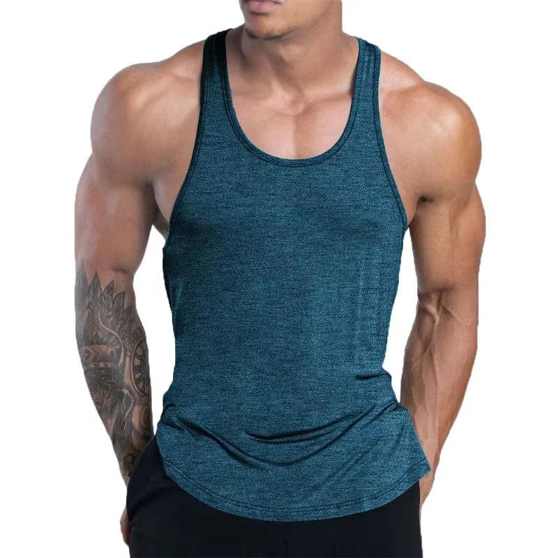 NEW Men'S Fitness Tank Top Summer Training Undershirt Men Basketball Quick-Dry Breathable Loose Tank Top Men Casual Sports Vest