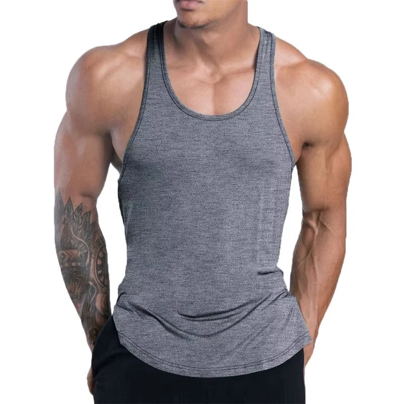 NEW Men'S Fitness Tank Top Summer Training Undershirt Men Basketball Quick-Dry Breathable Loose Tank Top Men Casual Sports Vest